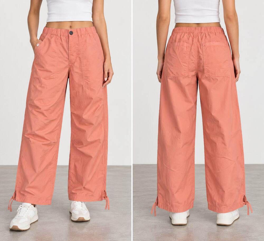 Citizens of Humanity-Luci Slouch Parachute Pants in Papaya-Small- Cotton Utility